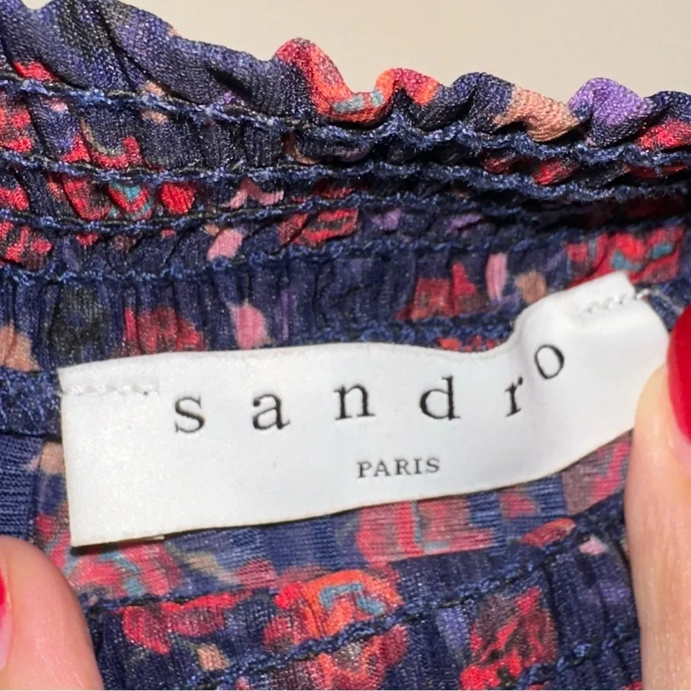 SANDRO Floral Long Sleeve Top size 0 - Picture 3 of 5